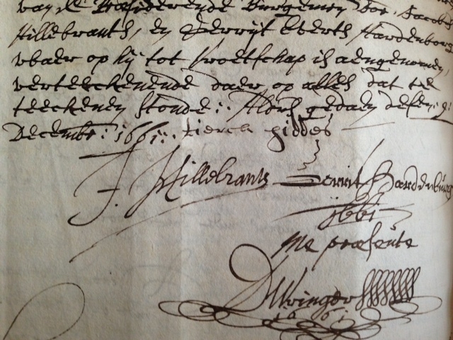 Handtekening Tjerk Hiddes de Vries 1661