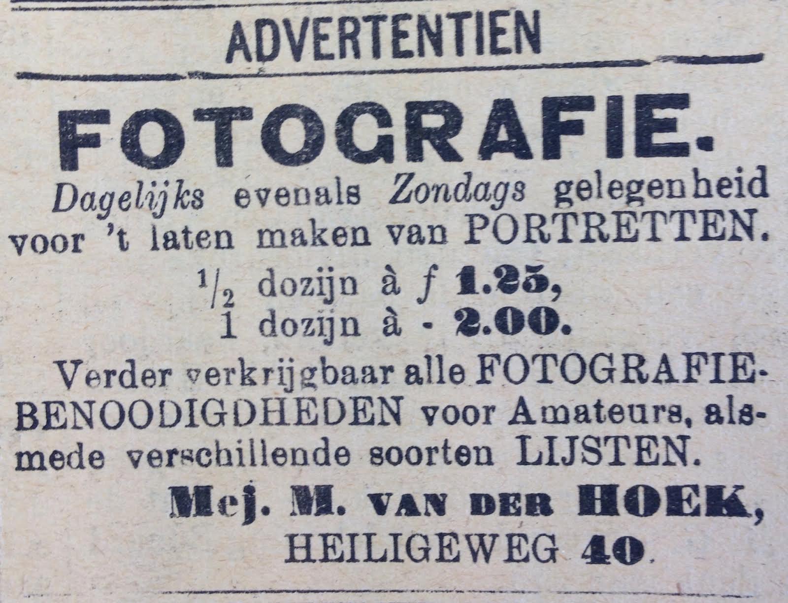 Advertentie 15-5-1910 in Harl Crt van mejuffr Van der Hoek
