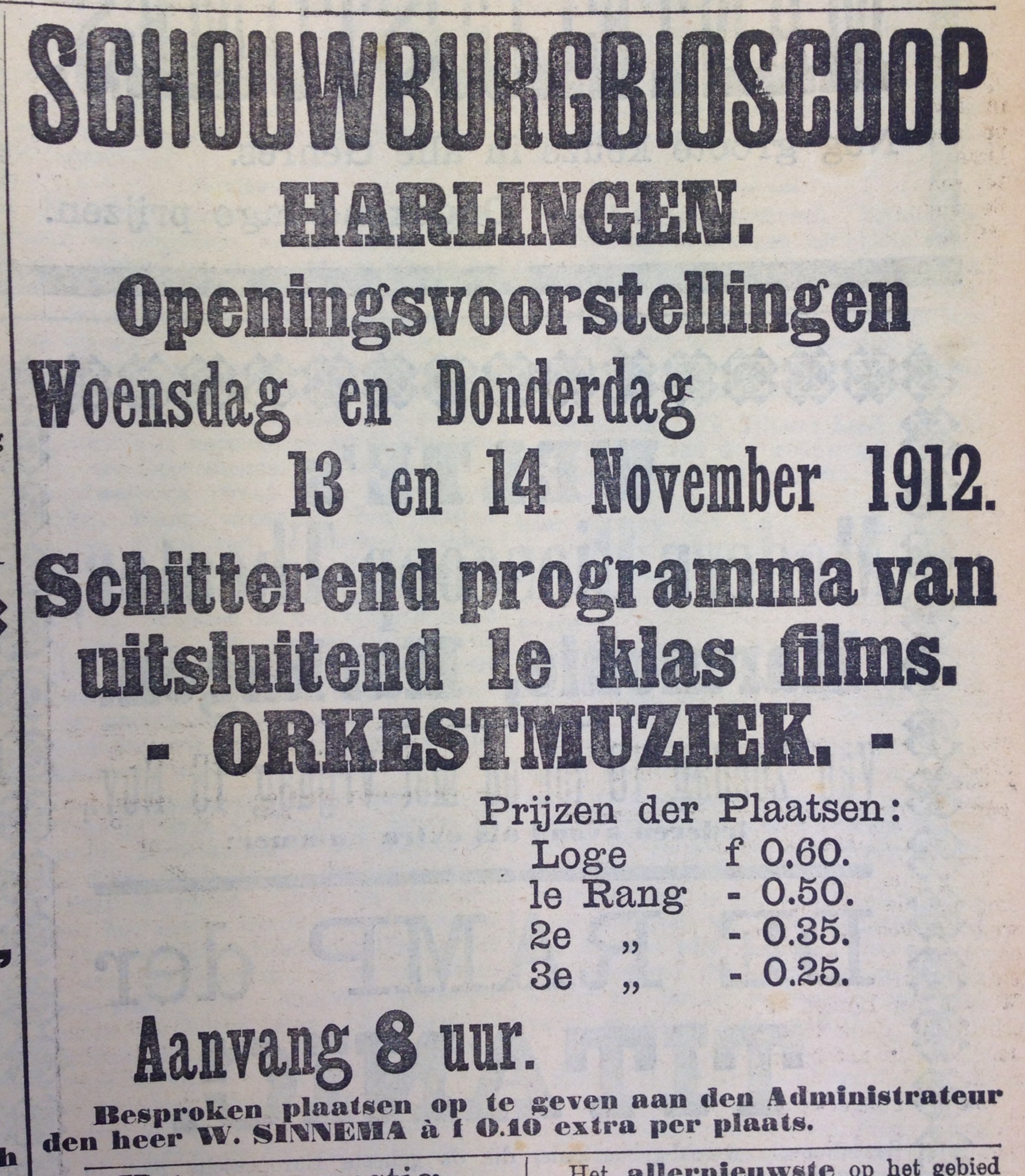 Advertentie Schouwburgbioscoop 13 en 14 nov 1912